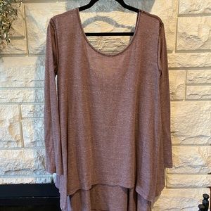 Free People Mauve Long Sleeve Layered Tunic Top